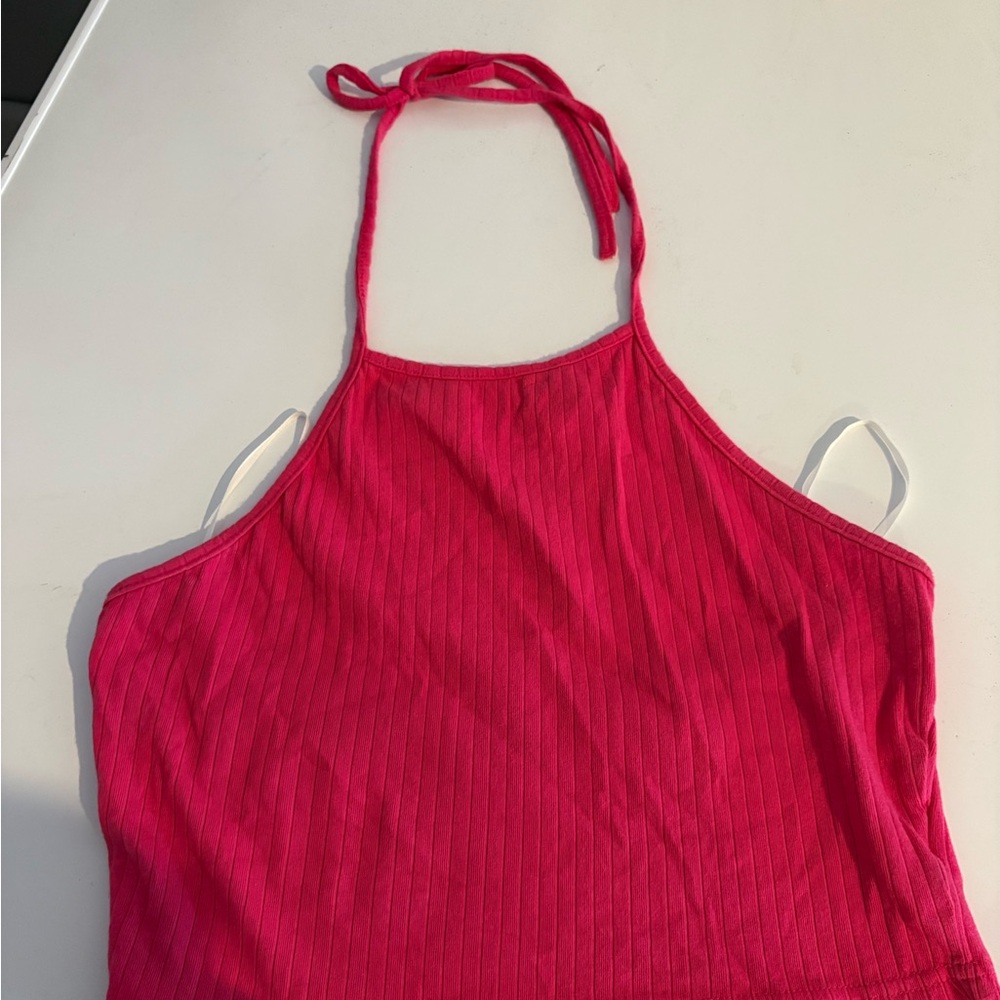SHEIN Pink Ribbed Crop Top